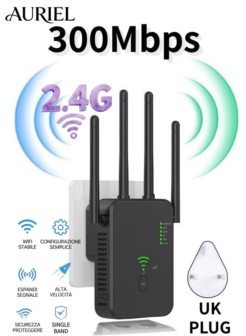 AURIEL 300Mbps Wireless WiFi Repeater Wi-Fi Signal Booster Single Band 2.4G Wi-Fi Extender 802.11ac Gigabit WiFi Amplifier WPS Router, AC300 - Image 1